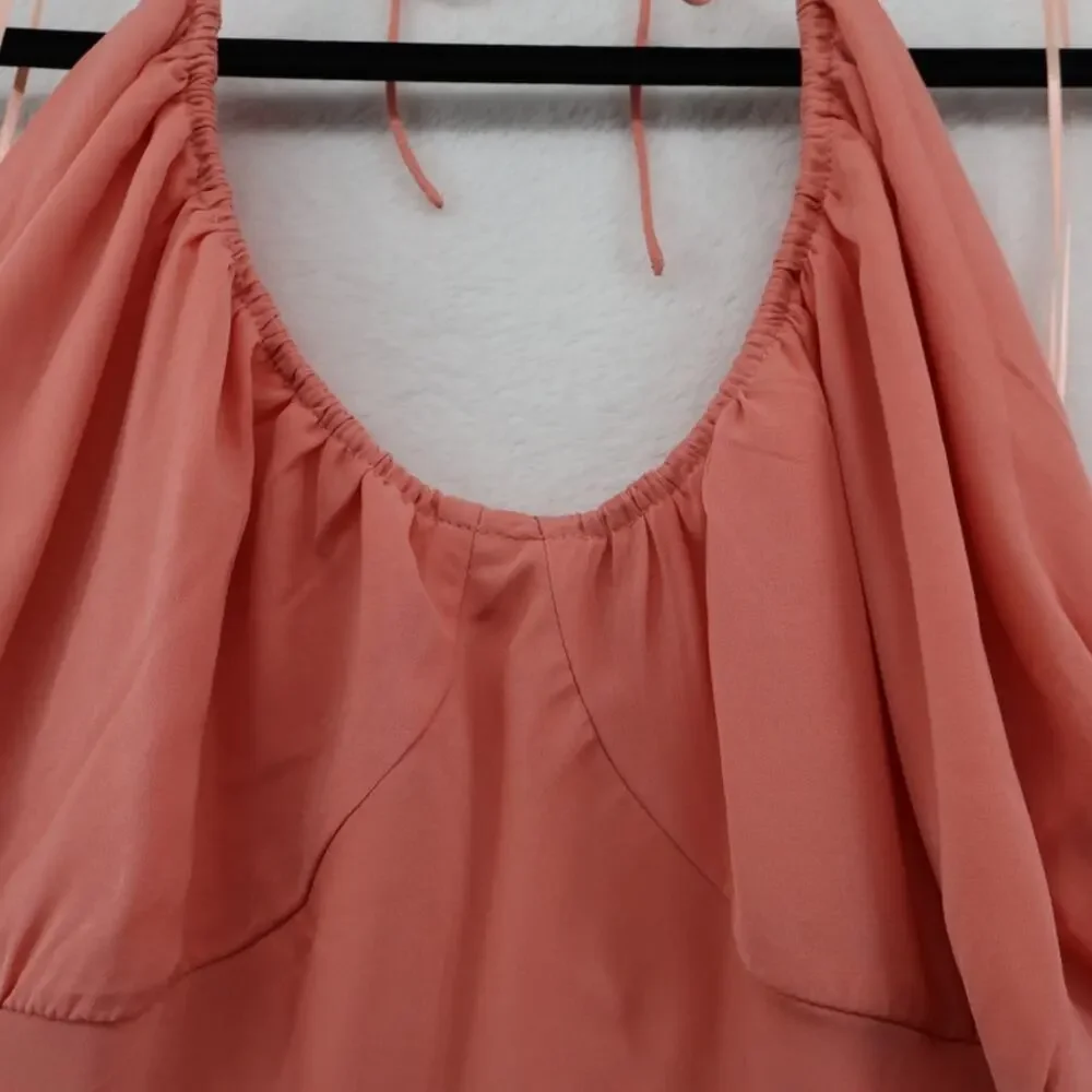 Abercrombie & Fitch Halter Mini Dress Pink Chiffon Open Back XLT Soft Girl